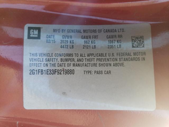 Photo 10 from auction – 2015 CHEVROLET CAMARO LS with VIN 2G1FB1E33F9219880