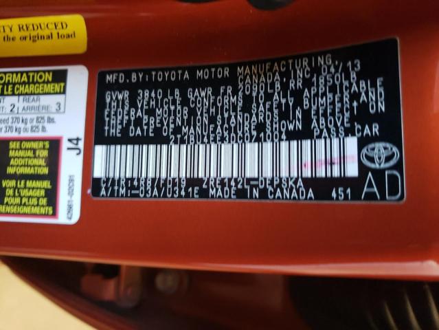 Photo 10 from auction – 2013 TOYOTA COROLLA BA with VIN 2T1BU4EE3DC071004