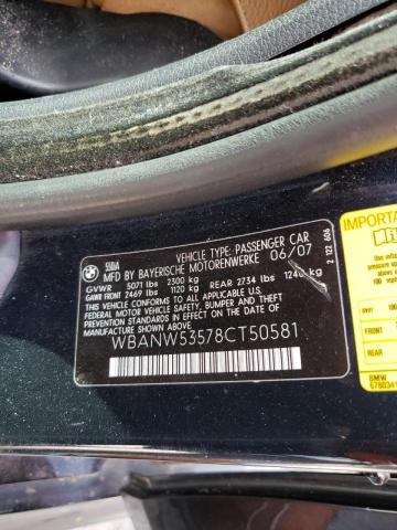 Photo 10 from auction – 2008 BMW 550 I with VIN WBANW53578CT50581