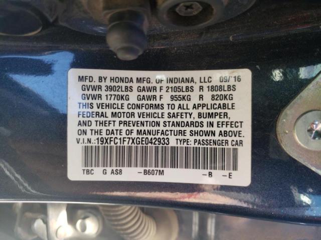 Photo 10 from auction – 2016 HONDA CIVIC EXL with VIN 19XFC1F7XGE042933