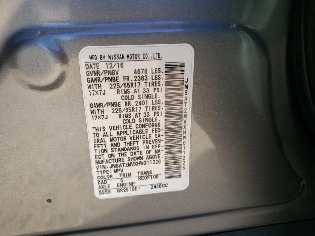 Photo 10 from auction – 2017 NISSAN ROGUE S with VIN JN8AT2MVXHW011226