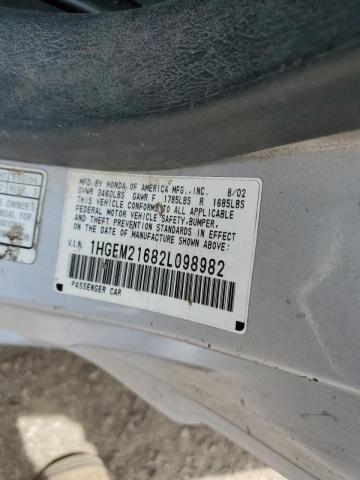 Photo 10 from auction – 2002 HONDA CIVIC LX with VIN 1HGEM21682L098982