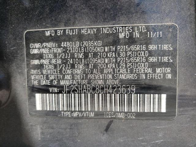Photo 10 from auction – 2012 SUBARU FORESTER 2 with VIN JF2SHABC8CH423639