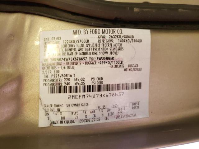 Photo 10 from auction – 2003 MERCURY GRAND MARQ with VIN 2MEFM74W73X678657