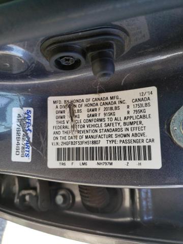 Photo 10 from auction – 2015 HONDA CIVIC LX with VIN 2HGFB2F53FH518807