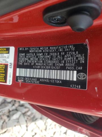 Photo 10 from auction – 2011 TOYOTA CAMRY BASE with VIN 4T4BF3EK3BR104207