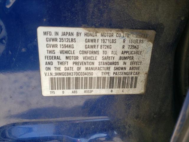 Photo 10 from auction – 2013 HONDA FIT with VIN JHMGE8H37DC034050