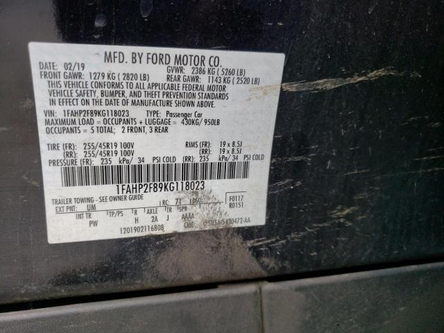 Photo 10 from auction – 2019 FORD TAURUS LIM with VIN 1FAHP2F89KG118023