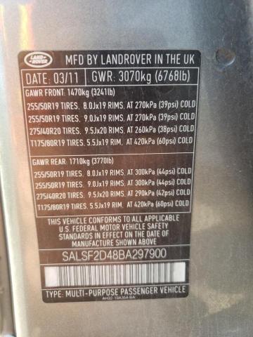 Photo 10 from auction – 2011 LAND ROVER RANGE ROVE with VIN SALSF2D48BA297900