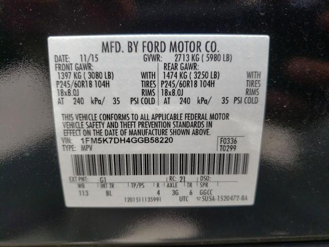 Photo 10 from auction – 2016 FORD EXPLORER X with VIN 1FM5K7DH4GGB58220