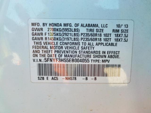 Photo 10 from auction – 2014 HONDA PILOT EXL with VIN 5FNYF3H55EB004055