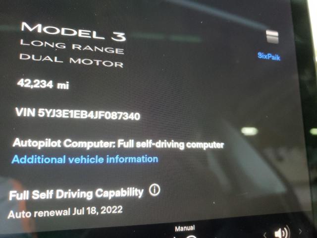 Photo 8 from auction – 2018 TESLA MODEL 3 with VIN 5YJ3E1EB4JF087340