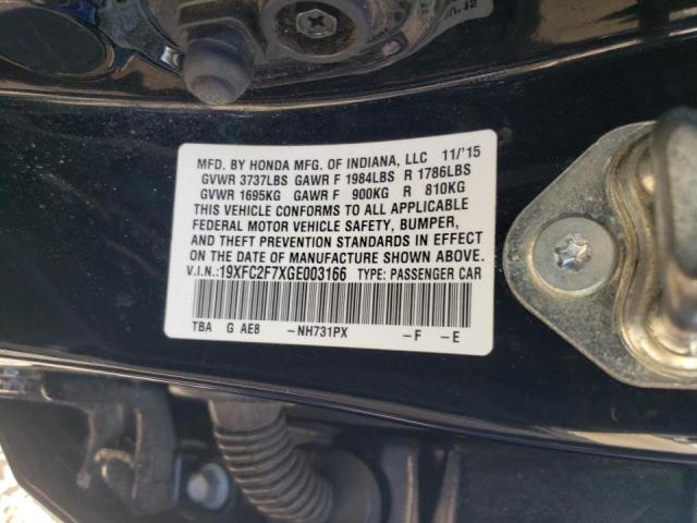 Photo 10 from auction – 2016 HONDA CIVIC EX with VIN 19XFC2F7XGE003166