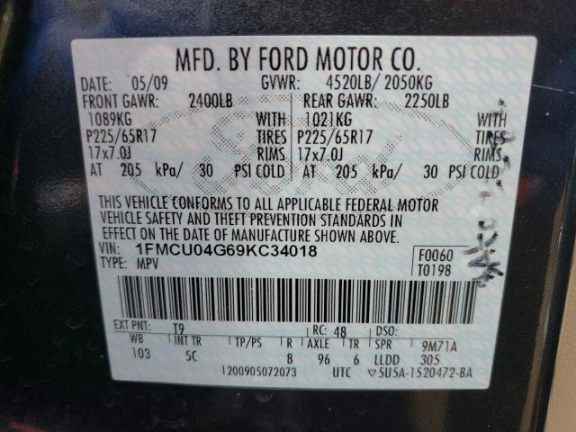 Photo 10 from auction – 2009 FORD ESCAPE LIM with VIN 1FMCU04G69KC34018