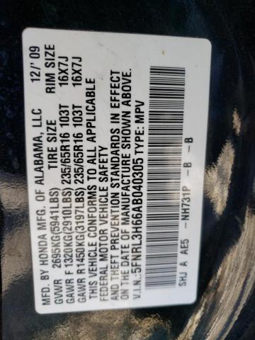 Photo 10 from auction – 2010 HONDA ODYSSEY with VIN 5FNRL3H66AB040305