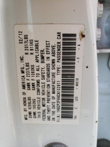 Photo 10 from auction – 2012 HONDA ACCORD SE with VIN 1HGCP2F68CA102811