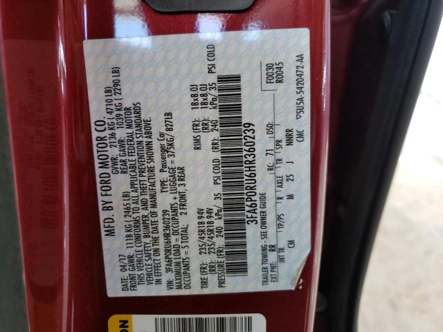 Photo 10 from auction – 2017 FORD FUSION TIT with VIN 3FA6P0RU6HR360239