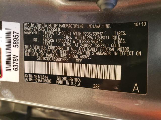 Photo 10 from auction – 2011 TOYOTA SIENNA XLE with VIN 5TDYK3DC7BS091965