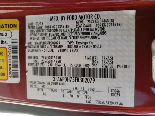 Photo 10 from auction – 2015 FORD FUSION SE with VIN 3FA6P0H75FR302079
