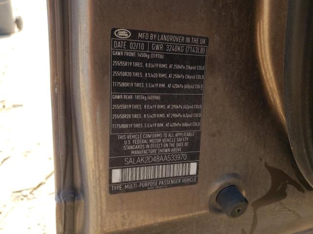 Photo 10 from auction – 2010 LAND ROVER LR4 HSE LU with VIN SALAK2D48AA533970