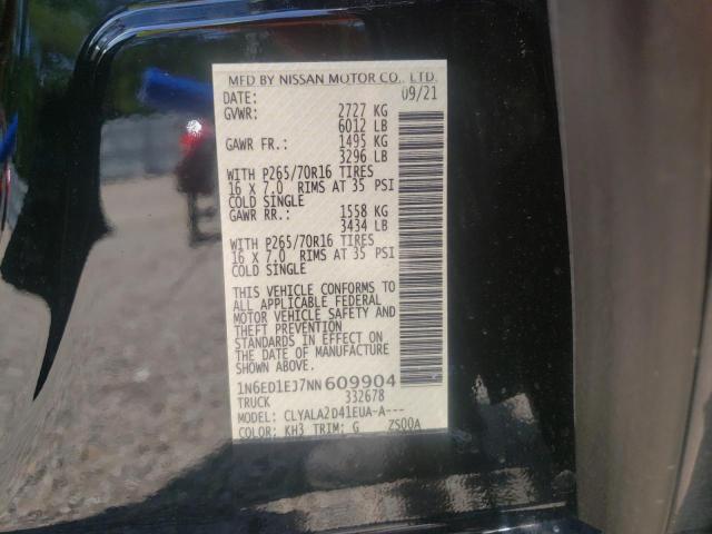 Photo 10 from auction – 2022 NISSAN FRONTIER S with VIN 1N6ED1EJ7NN609904