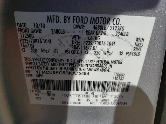 Photo 10 from auction – 2011 FORD ESCAPE LIM with VIN 1FMCU9EG5BKA75484