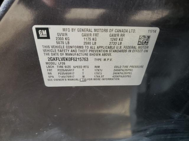 Photo 10 from auction – 2015 GMC TERRAIN SL with VIN 2GKFLVEK0F6215763