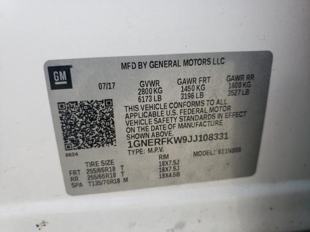 Photo 10 from auction – 2018 CHEVROLET TRAVERSE L with VIN 1GNERFKW9JJ108331