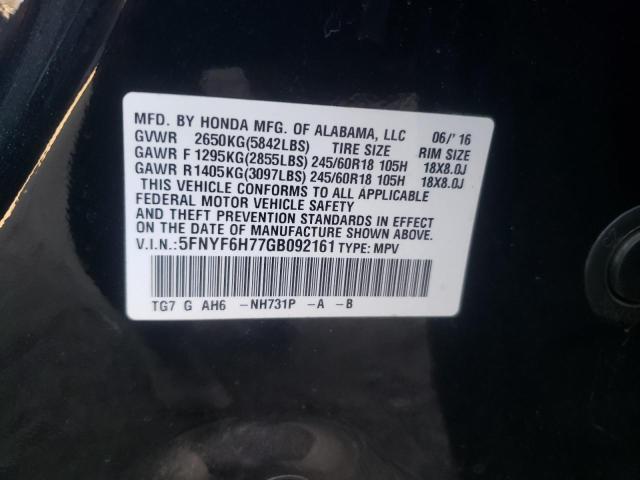 Photo 10 from auction – 2016 HONDA PILOT EXLN with VIN 5FNYF6H77GB092161