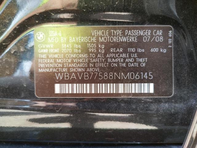 Photo 10 from auction – 2008 BMW 335 I with VIN WBAVB77588NM06145