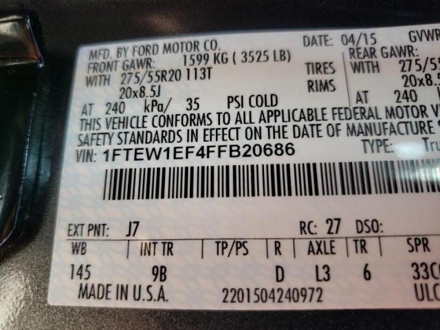 Photo 10 from auction – 2015 FORD F150 SUPER with VIN 1FTEW1EF4FFB20686