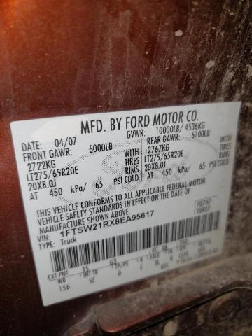 Photo 10 from auction – 2008 FORD F250 SUPER with VIN 1FTSW21RX8EA95617