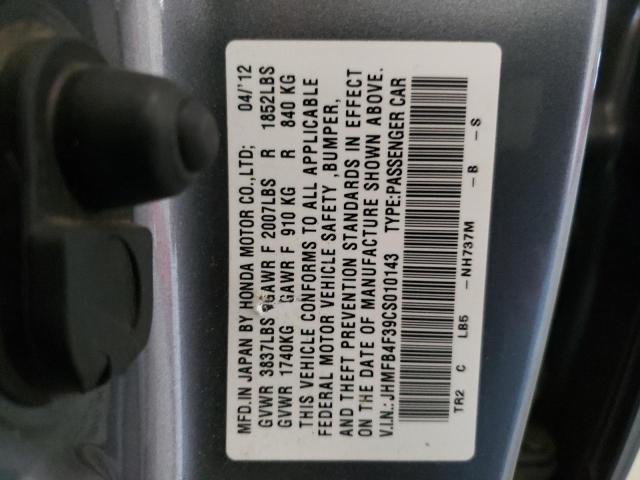 Photo 10 from auction – 2012 HONDA CIVIC HYBR with VIN JHMFB4F39CS010143