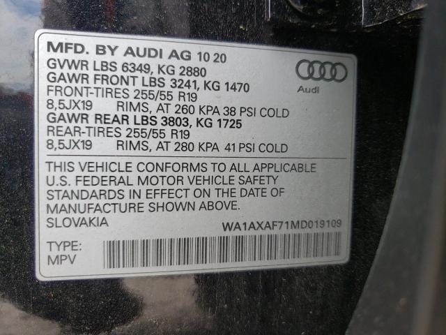 Photo 10 from auction – 2021 AUDI Q7 PREMIUM with VIN WA1AXAF71MD019109