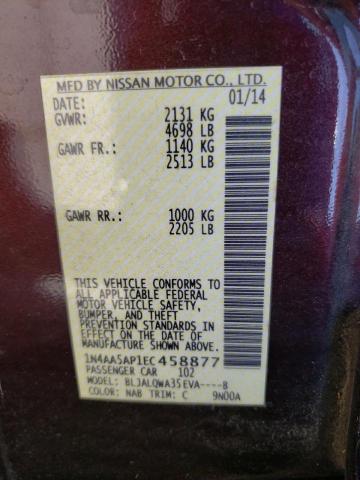 Photo 10 from auction – 2014 NISSAN MAXIMA S with VIN 1N4AA5AP1EC458877