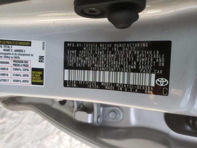 Photo 10 from auction – 2022 TOYOTA COROLLA SE with VIN 5YFS4MCE0NP113665