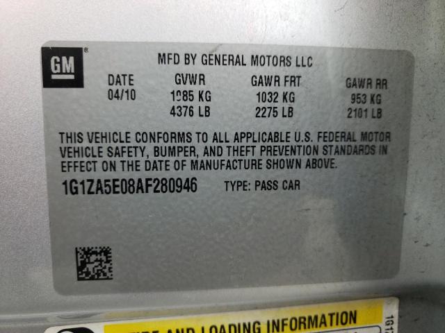 Photo 10 from auction – 2010 CHEVROLET MALIBU LS with VIN 1G1ZA5E08AF280946