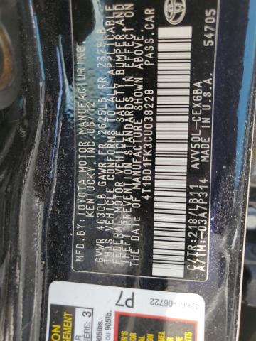 Photo 10 from auction – 2012 TOYOTA CAMRY HYBR with VIN 4T1BD1FK3CU038228