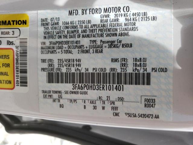 Photo 10 from auction – 2014 FORD FUSION SE with VIN 3FA6P0HD3ER101401