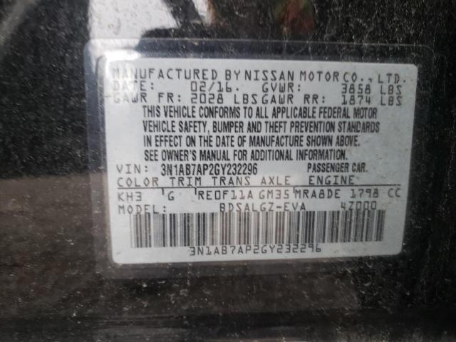 Photo 10 from auction – 2016 NISSAN SENTRA S with VIN 3N1AB7AP2GY232296