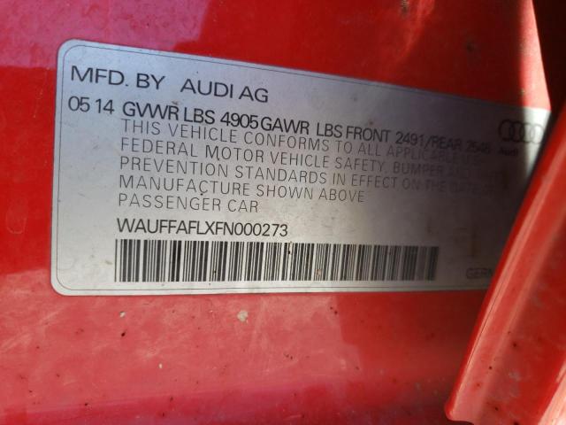 Photo 10 from auction – 2015 AUDI A4 PREMIUM with VIN WAUFFAFLXFN000273