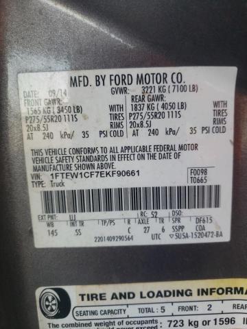 Photo 10 from auction – 2014 FORD F150 SUPER with VIN 1FTFW1CF7EKF90661