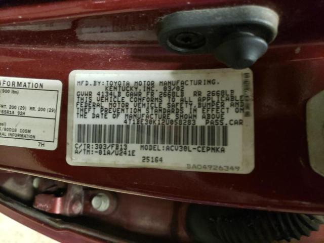 Photo 10 from auction – 2002 TOYOTA CAMRY LE with VIN 4T1BE30K12U058283