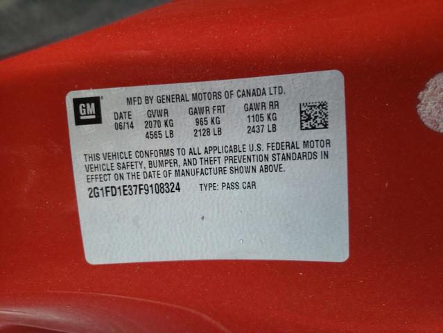 Photo 10 from auction – 2015 CHEVROLET CAMARO LT with VIN 2G1FD1E37F9108324