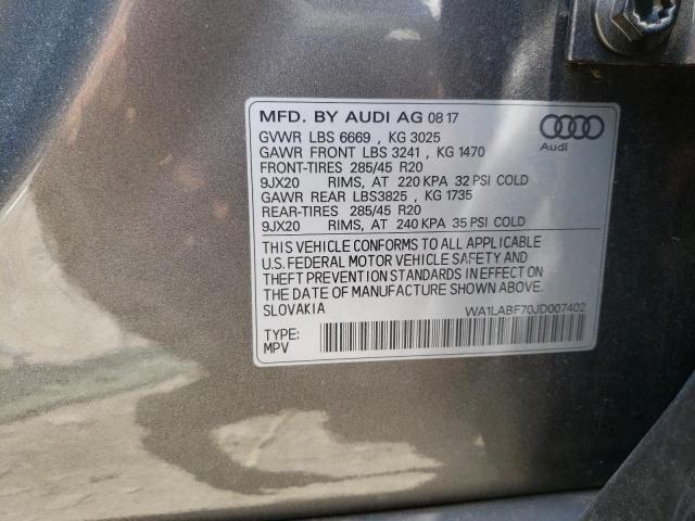 Photo 10 from auction – 2018 AUDI Q7 PREMIUM with VIN WA1LABF70JD007402