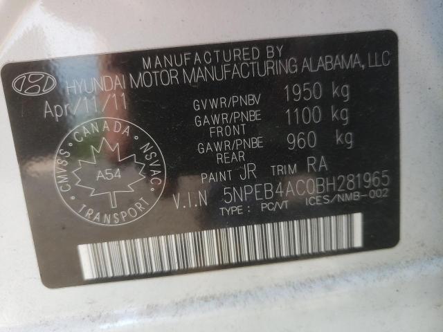 Photo 10 from auction – 2011 HYUNDAI SONATA GLS with VIN 5NPEB4AC0BH281965
