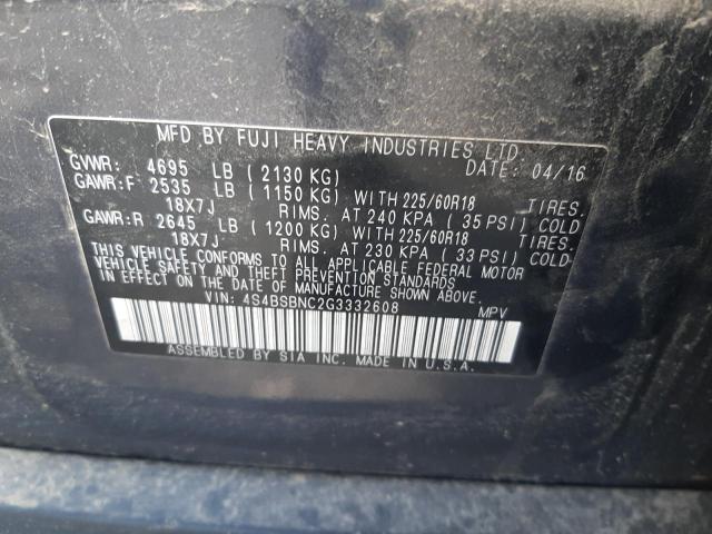 Photo 10 from auction – 2016 SUBARU OUTBACK 2. with VIN 4S4BSBNC2G3332608