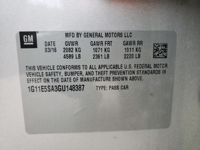 Photo 10 from auction – 2016 CHEVROLET MALIBU LIM with VIN 1G11E5SA3GU148387