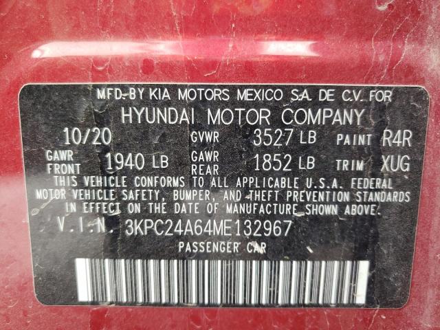 Photo 10 from auction – 2021 HYUNDAI ACCENT SE with VIN 3KPC24A64ME132967