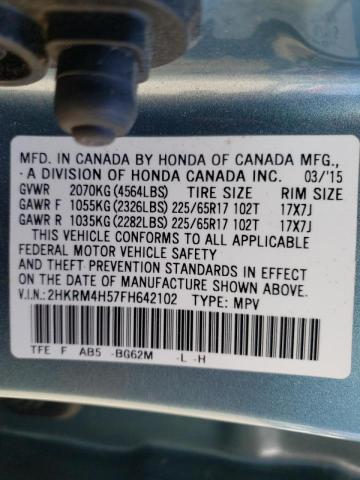 Photo 10 from auction – 2015 HONDA CR-V EX with VIN 2HKRM4H57FH642102
